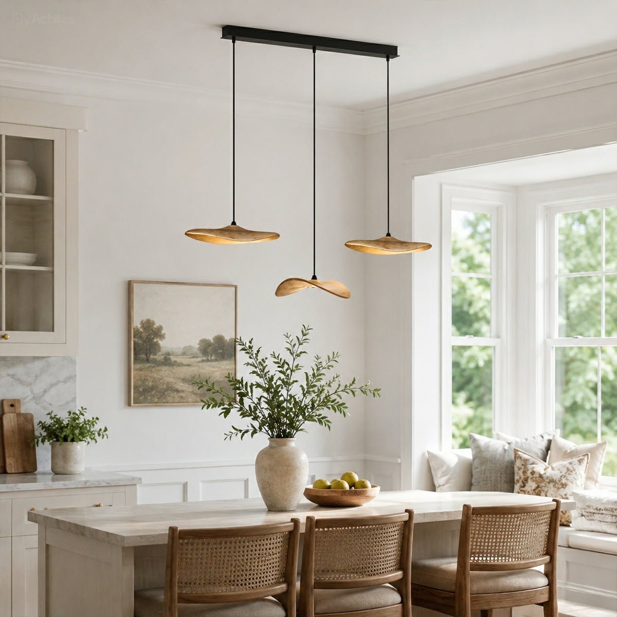 Modern Wood Natural Style Lotus Leaf LED Pendant Light - Flyachilles