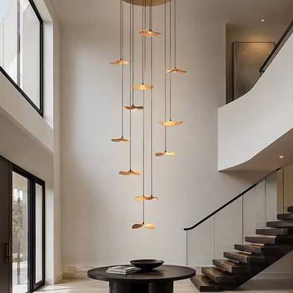 Modern Wood Natural Style Lotus Leaf LED Pendant Light - Flyachilles