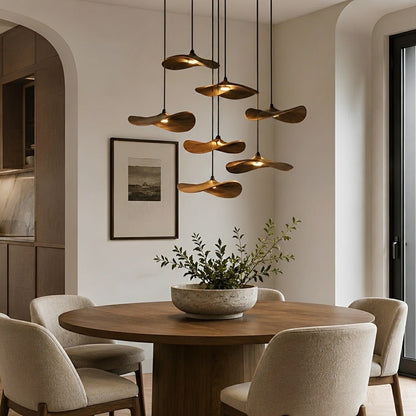 Modern Wood Natural Style Lotus Leaf LED Pendant Light - Flyachilles