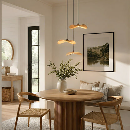 Modern Wood Natural Style Lotus Leaf LED Pendant Light - Flyachilles