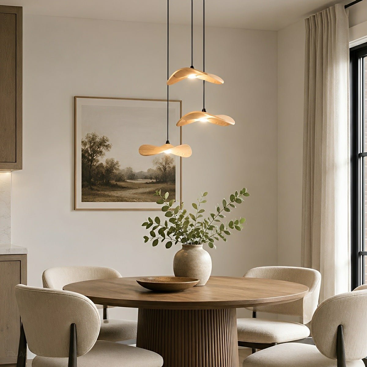 Modern Wood Natural Style Lotus Leaf LED Pendant Light - Flyachilles
