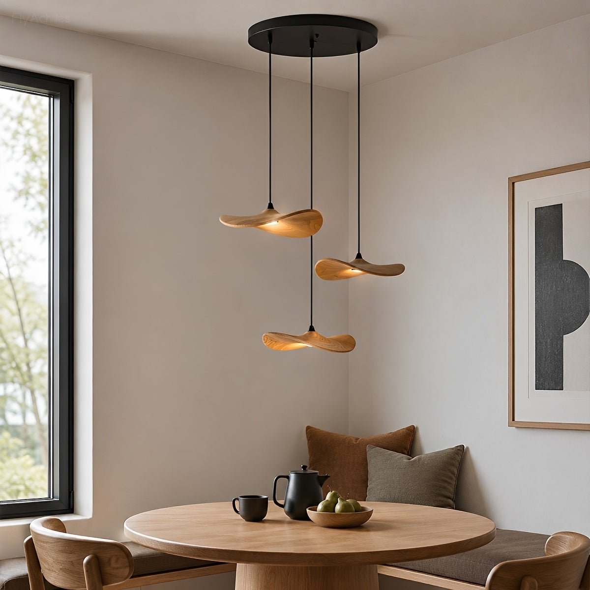 Modern Wood Natural Style Lotus Leaf LED Pendant Light - Flyachilles