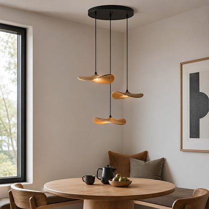 Modern Wood Natural Style Lotus Leaf LED Pendant Light - Flyachilles