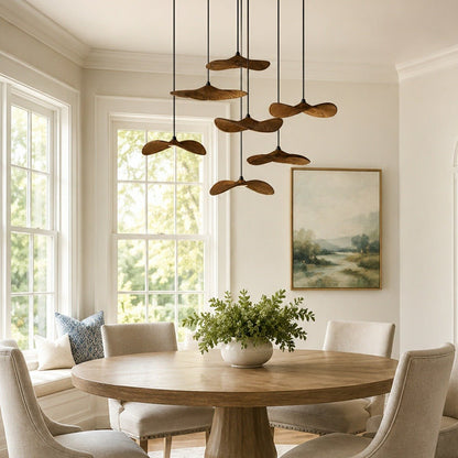 Modern Wood Natural Style Lotus Leaf LED Pendant Light - Flyachilles
