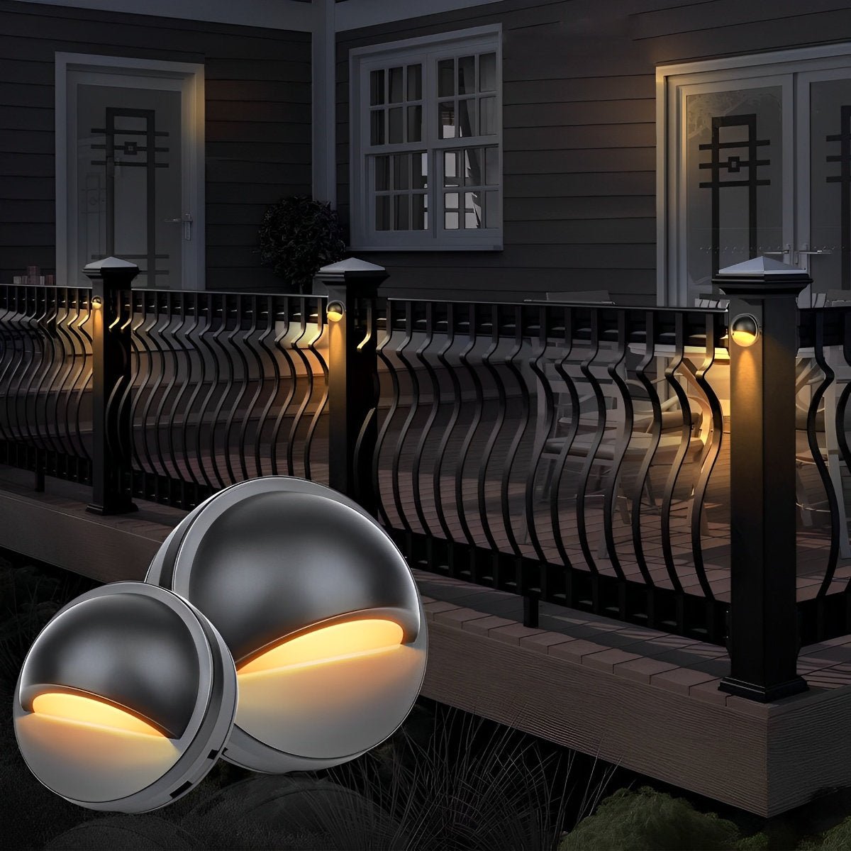 Moon Shaped Round Waterproof LED Low Voltage Black Modern Step Lights - Flyachilles