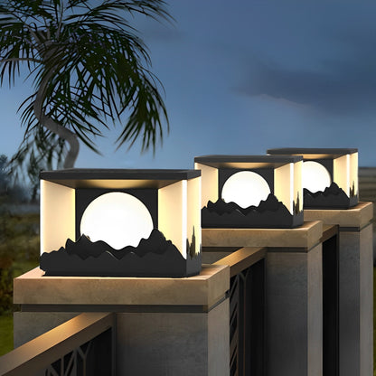 Mountain Scenery Waterproof LED Modern Solar Fence Post Lights Column Pillar Light - Flyachilles