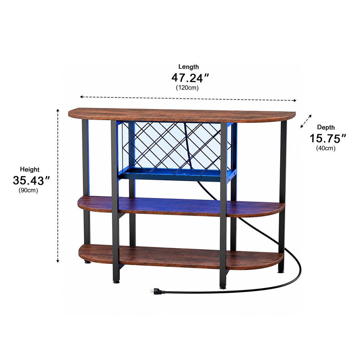 Multi - Tier Home Bar Cabinet Wine Storage with LED Lights - Flyachilles