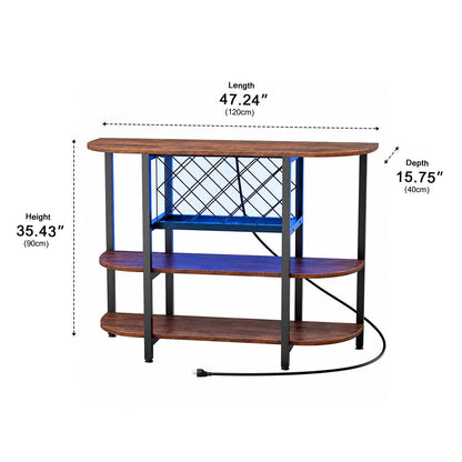 Multi - Tier Home Bar Cabinet Wine Storage with LED Lights - Flyachilles