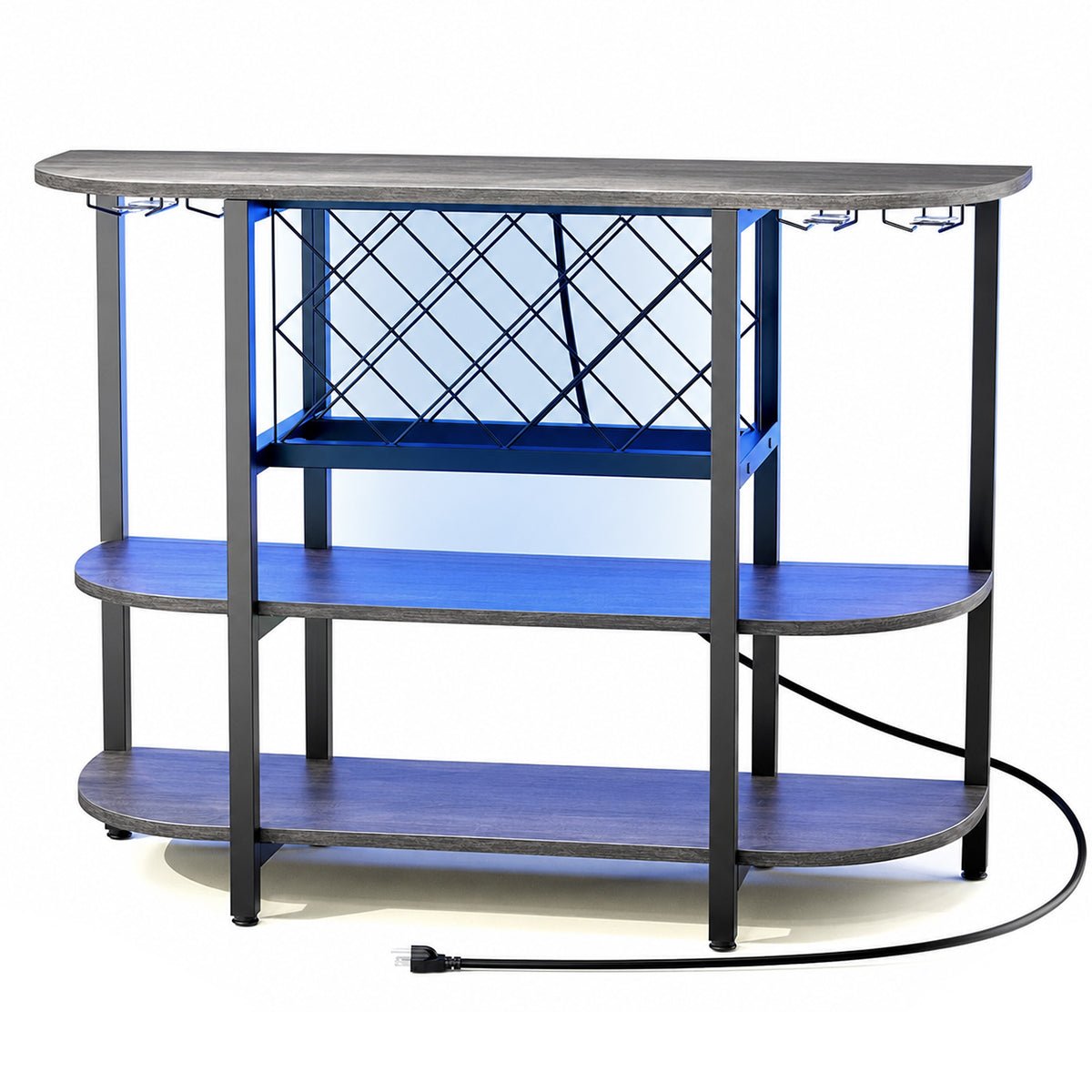 Multi - Tier Home Bar Cabinet Wine Storage with LED Lights - Flyachilles