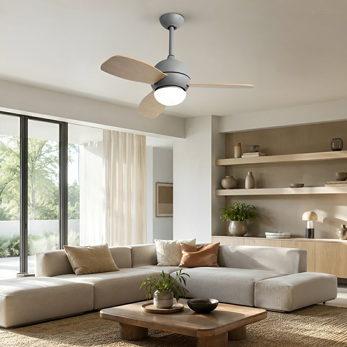Nordic Minimalist LED Ceiling Paddle Fan DC Motor Fan Light - Flyachilles