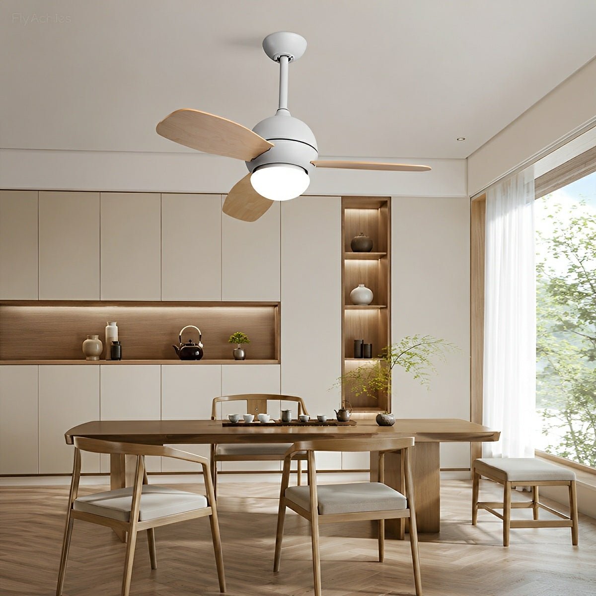 Nordic Minimalist LED Ceiling Paddle Fan DC Motor Fan Light - Flyachilles
