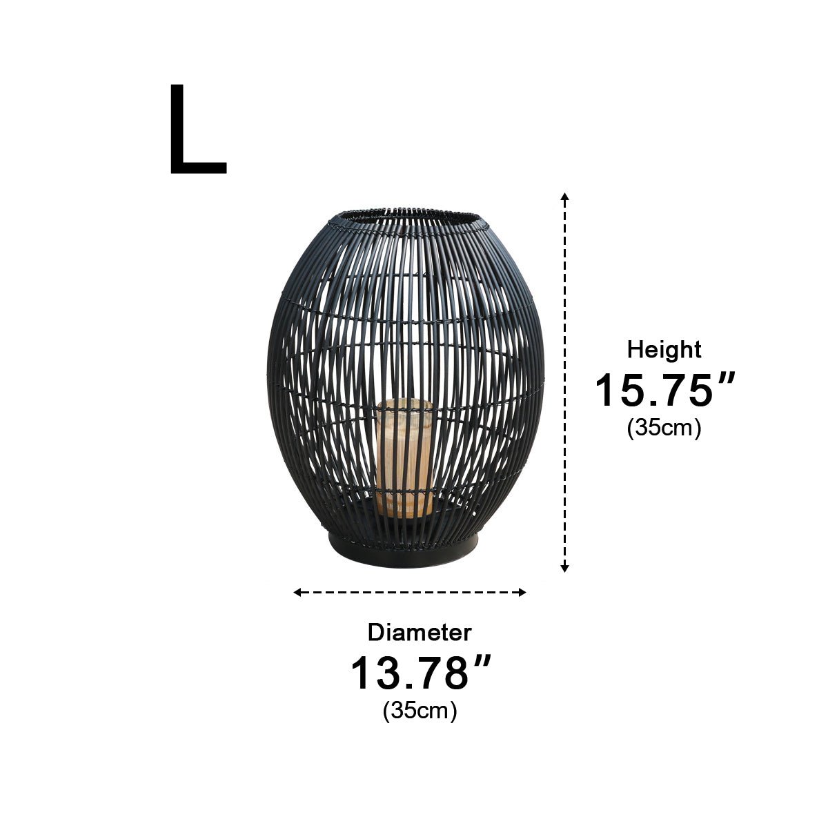 Outdoor Black Handwoven LED Candle Lantern Floor Lamp - Flyachilles