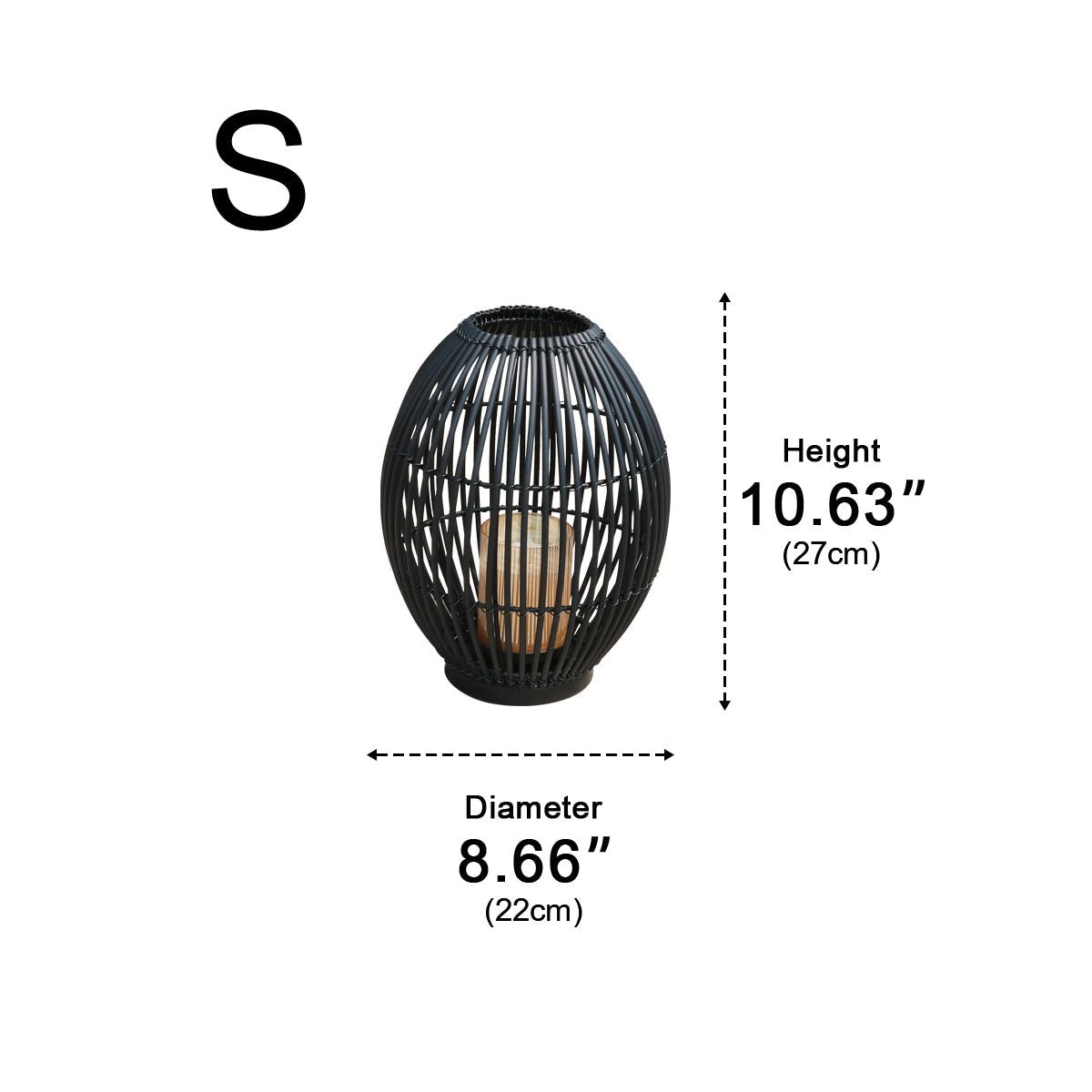 Outdoor Black Handwoven LED Candle Lantern Floor Lamp - Flyachilles