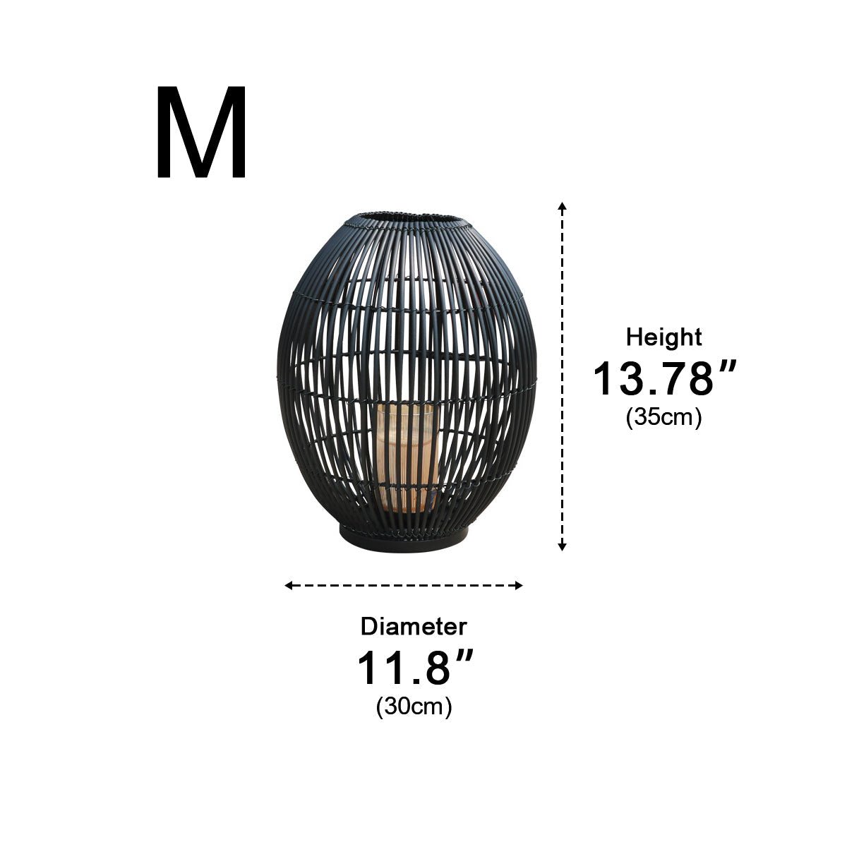 Outdoor Black Handwoven LED Candle Lantern Floor Lamp - Flyachilles