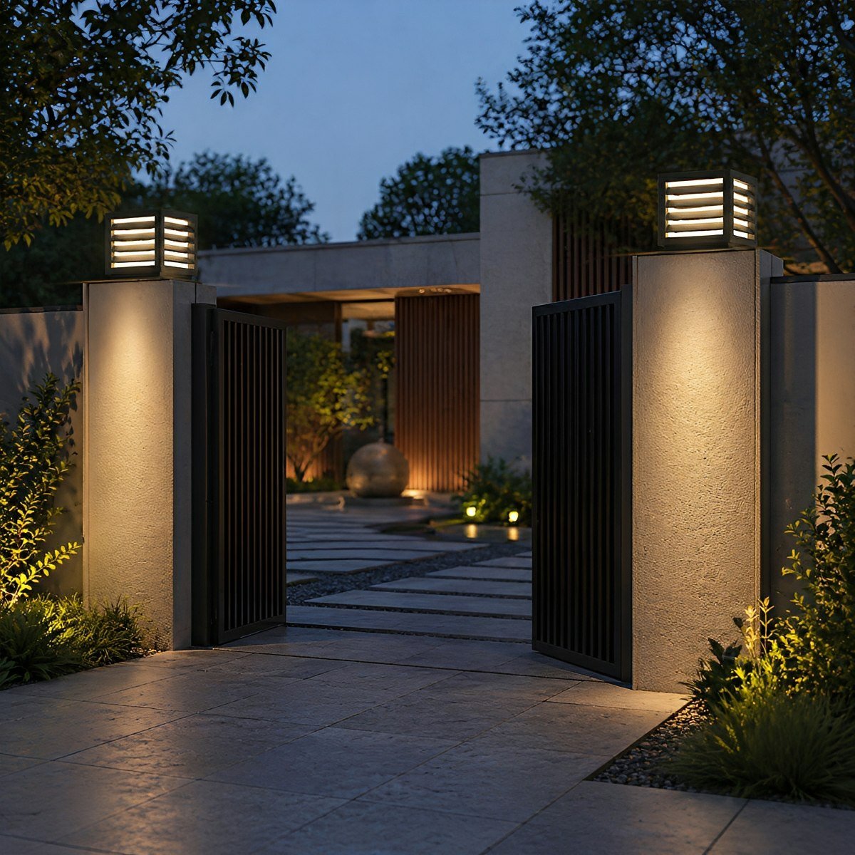 Outdoor Black Square Grille Post Cap Lights Fence Column Light - Flyachilles