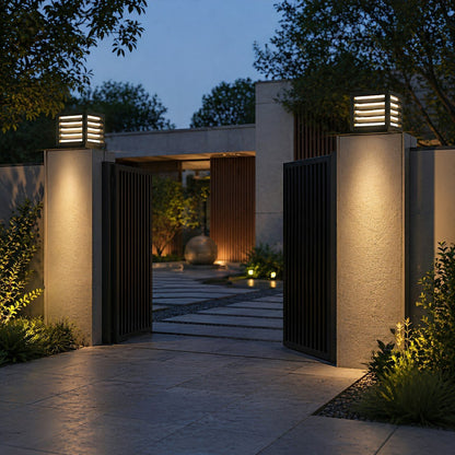 Outdoor Black Square Grille Post Cap Lights Fence Column Light - Flyachilles