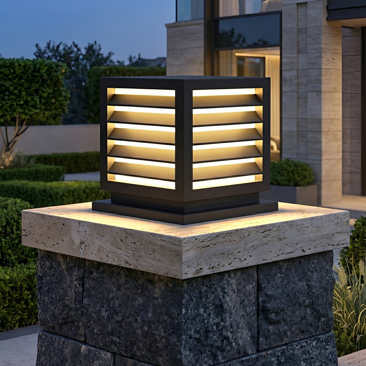 Outdoor Black Square Grille Post Cap Lights Fence Column Light - Flyachilles