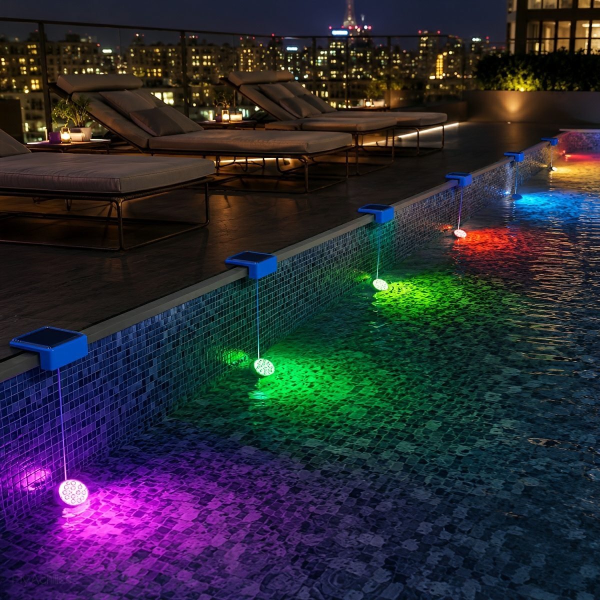 Outdoor Solar RGB Pool Light Underwater Lighting - Flyachilles