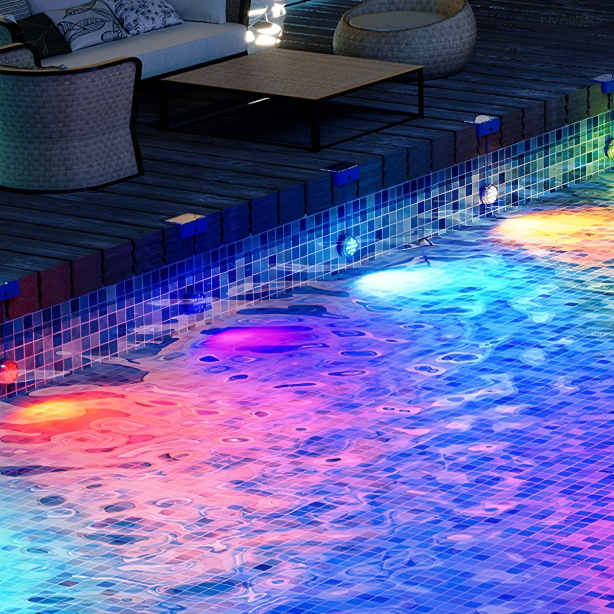 Outdoor Solar RGB Pool Light Underwater Lighting - Flyachilles