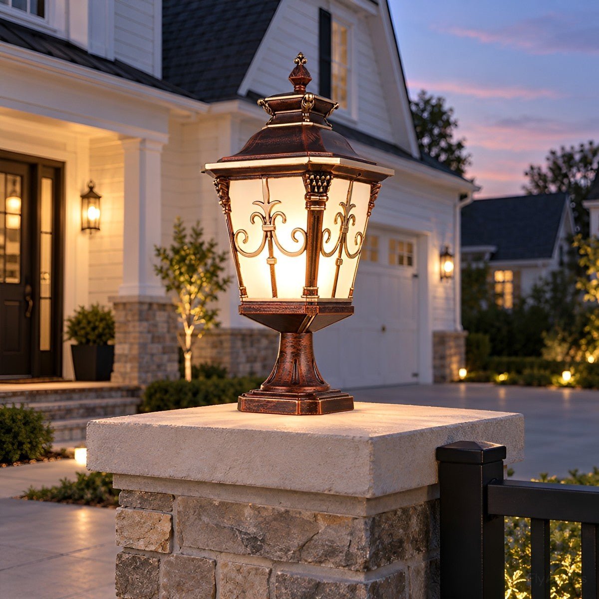 Outdoor Victorian Style Fence Post Lights LED Column Light Pillar - Flyachilles
