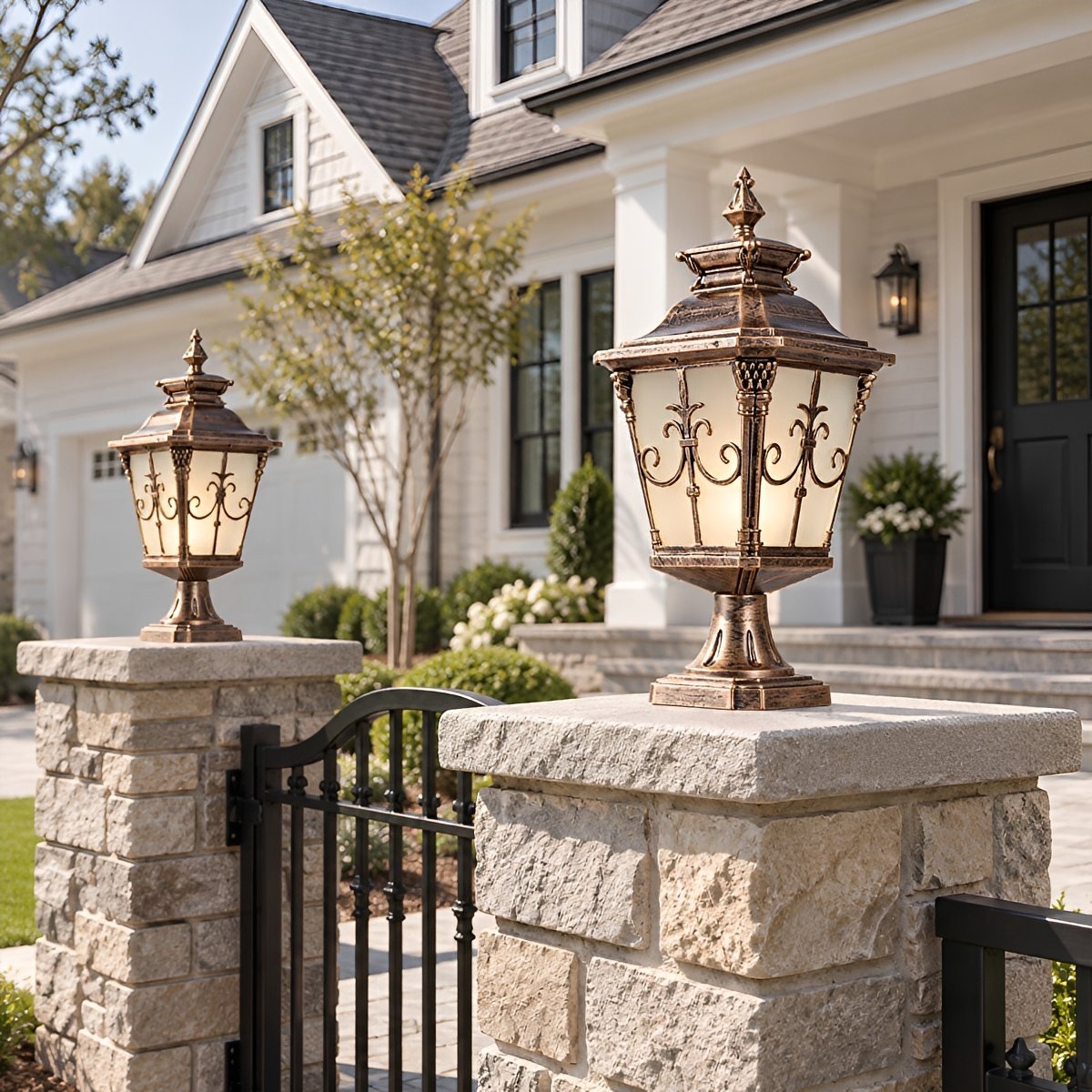 Outdoor Victorian Style Fence Post Lights LED Column Light Pillar - Flyachilles