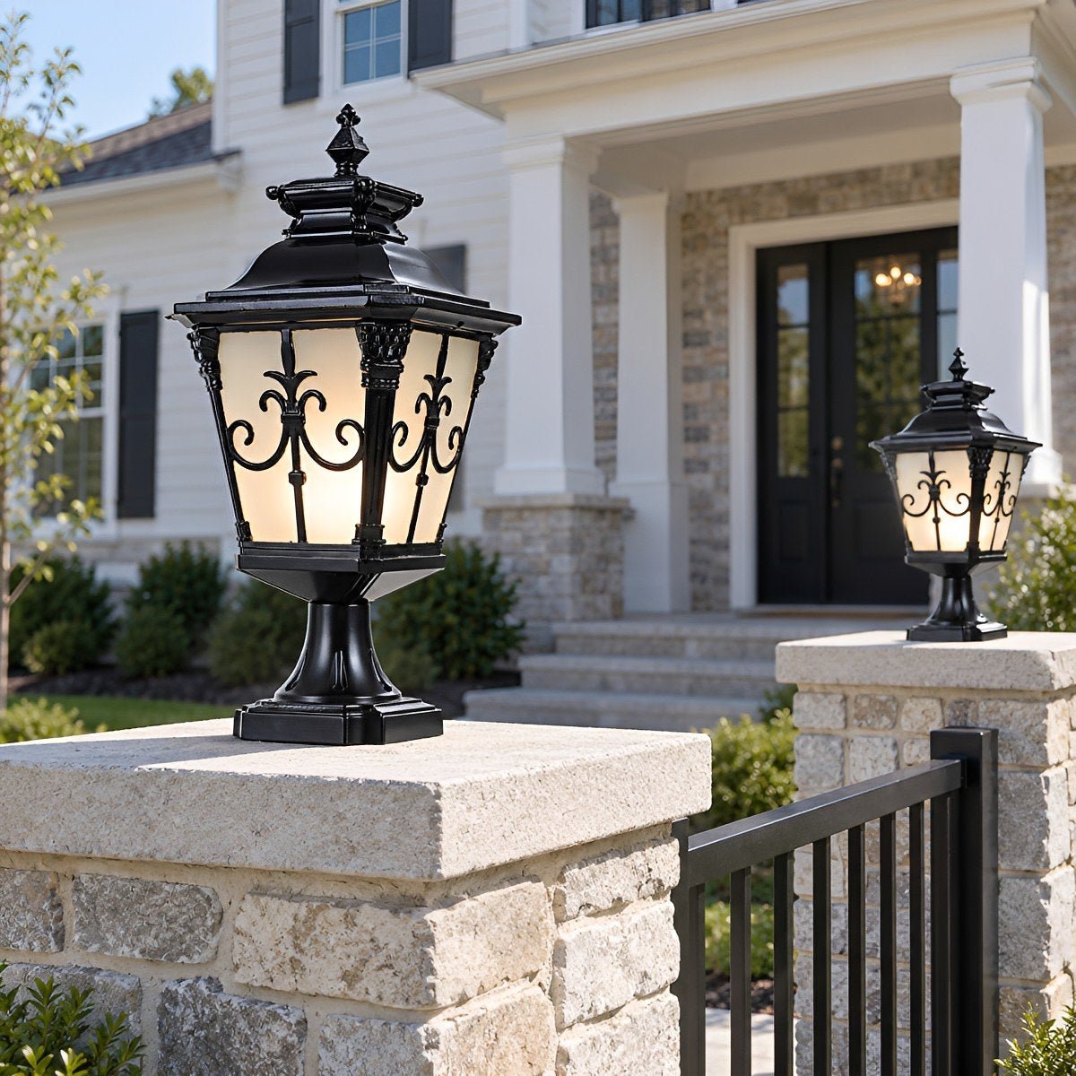 Outdoor Victorian Style Fence Post Lights LED Column Light Pillar - Flyachilles