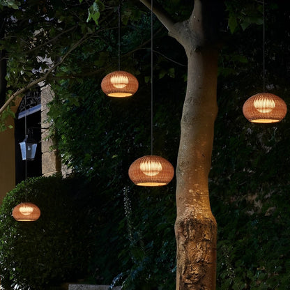 Outdoor Waterproof Oval Rattan Lanterns Pendant Lights - Flyachilles