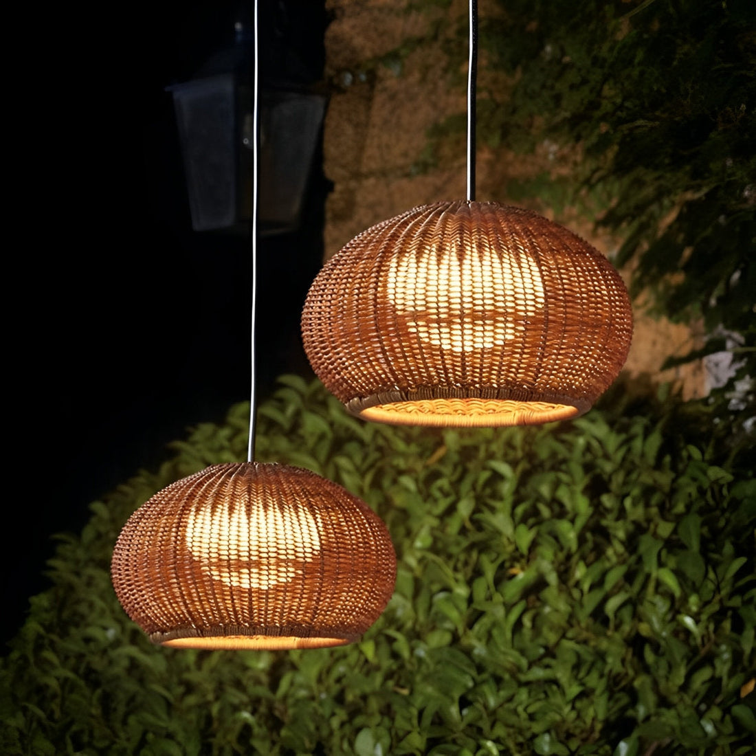 Outdoor Waterproof Oval Rattan Lanterns Pendant Lights - Flyachilles