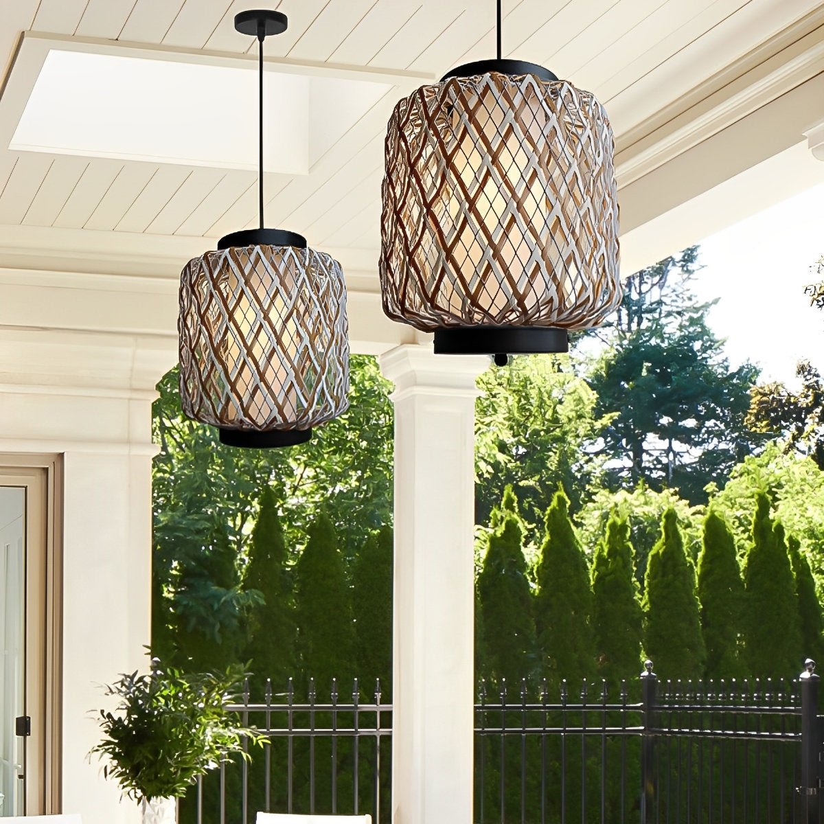 Outdoor Waterproof Rattan Hanging Lanterns Pandent Lights - Flyachilles