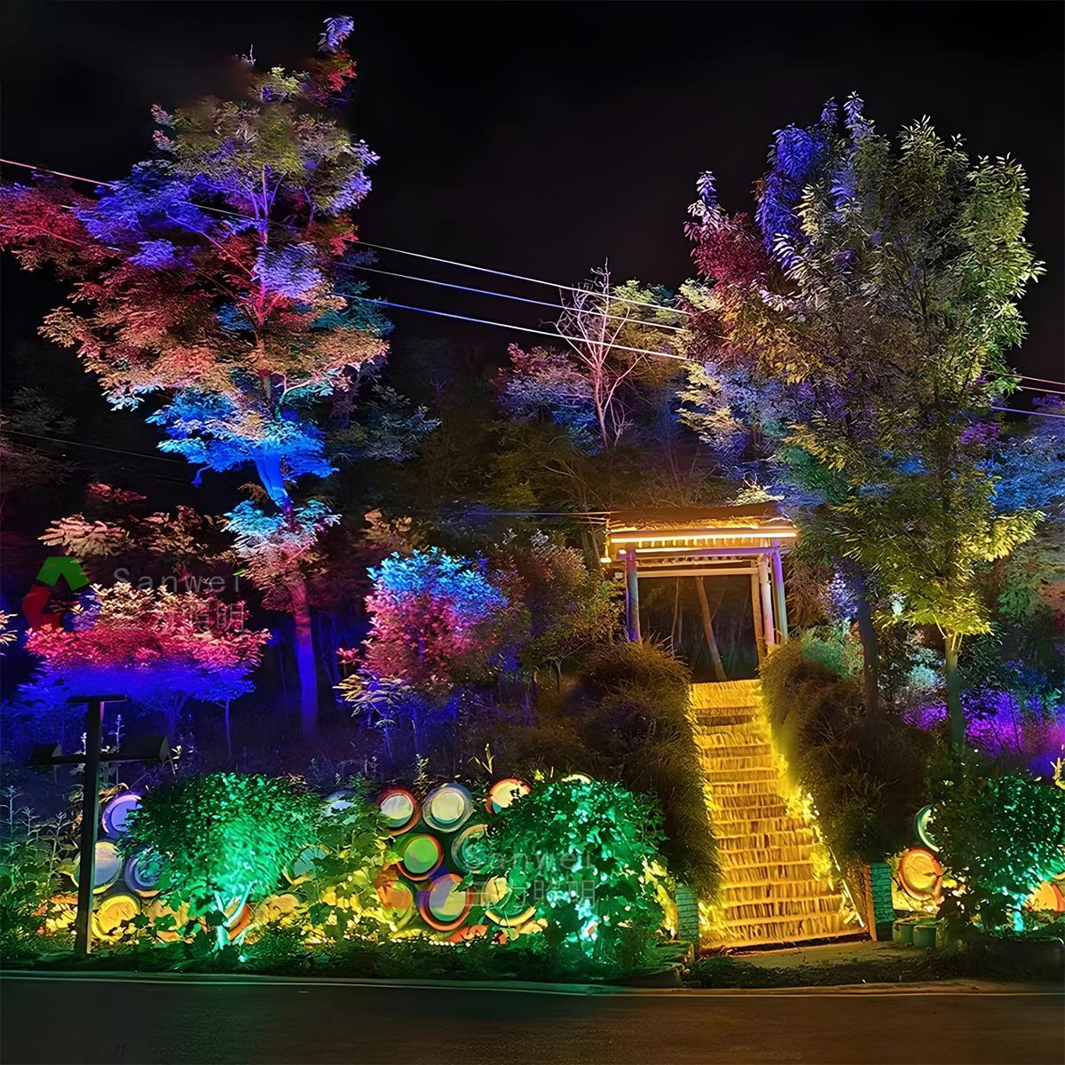 Outdoor Modern Waterproof RGB Rainbow LED Spot Light Landscape Tree ...