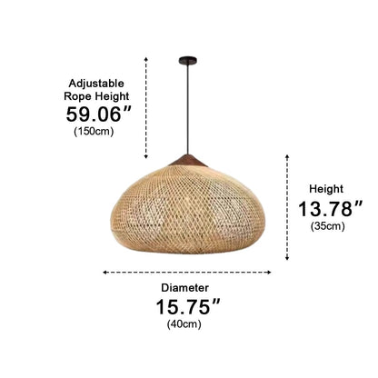 Oval - shaped Handmade Rattan Pendant Light – Boho Woven Hanging Lamp - Flyachilles