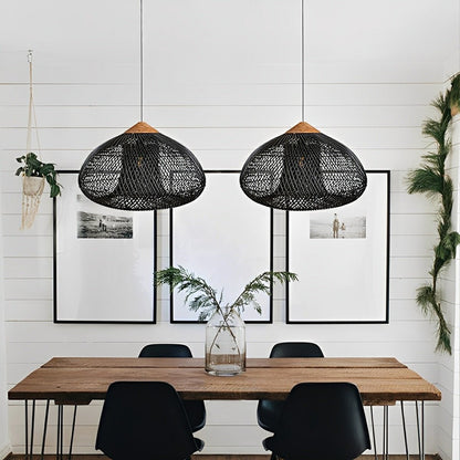Oval - shaped Handmade Rattan Pendant Light – Boho Woven Hanging Lamp - Flyachilles