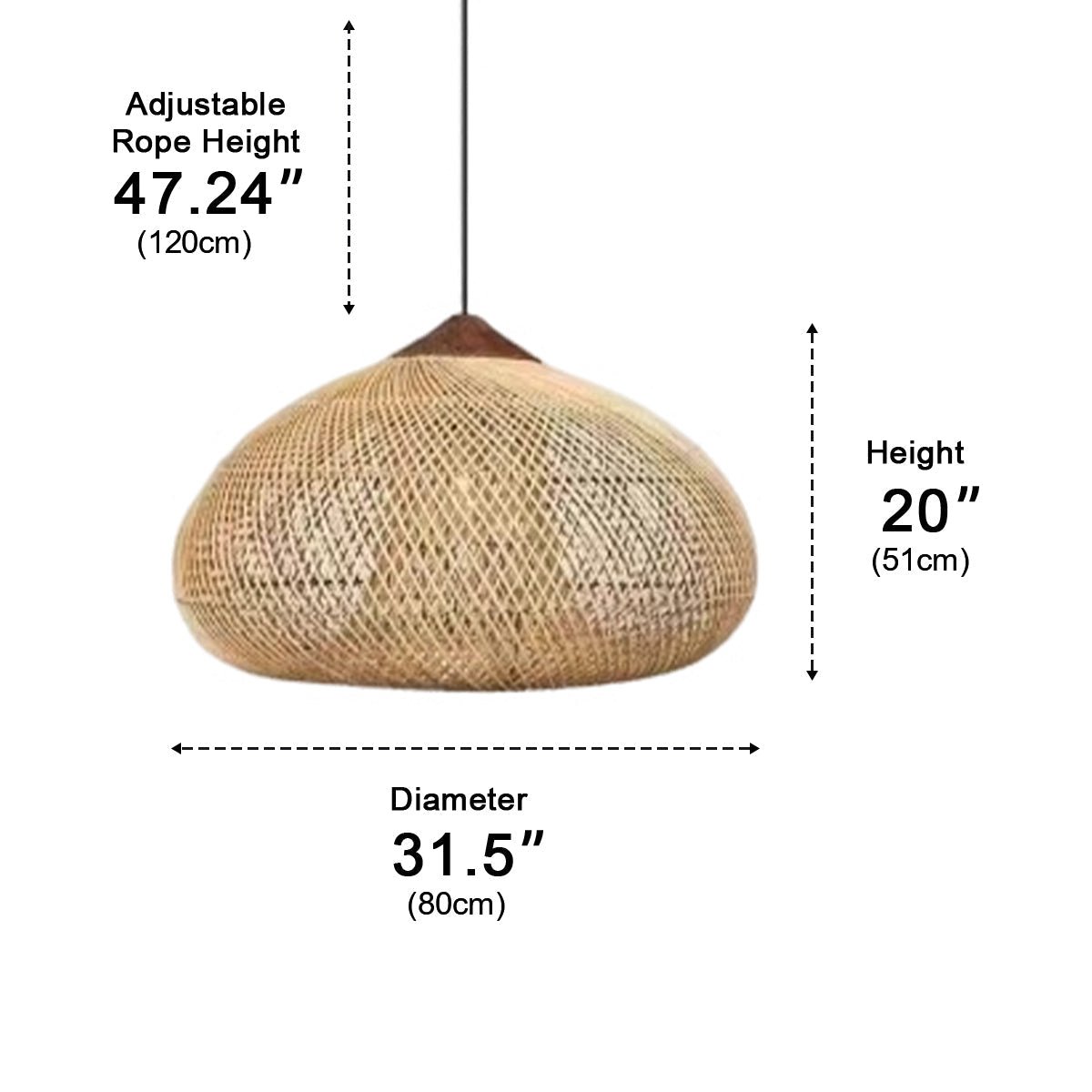 Oval - shaped Handmade Rattan Pendant Light – Boho Woven Hanging Lamp - Flyachilles
