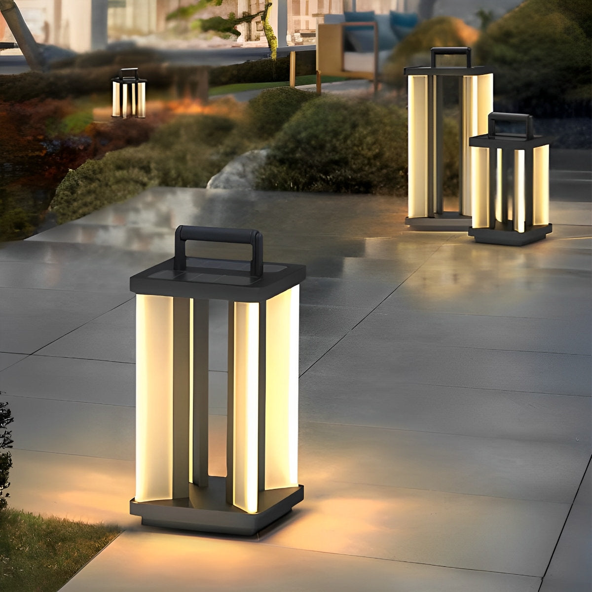 Portable Lantern Design Waterproof LED Black Modern Solar Lawn Lights - Flyachilles
