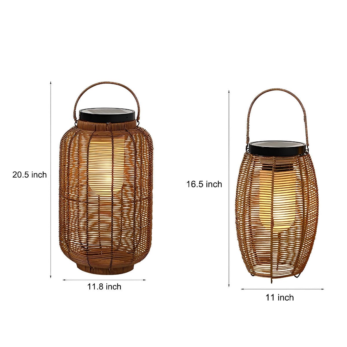 Portable Lantern Rattan LED Waterproof Solar Outdoor Lights Floor Lamp - Flyachilles