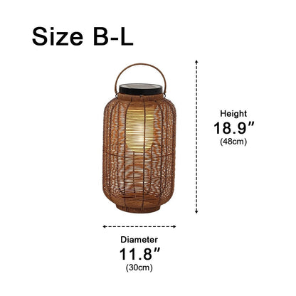 Portable Lantern Rattan LED Waterproof Solar Outdoor Lights Floor Lamp - Flyachilles