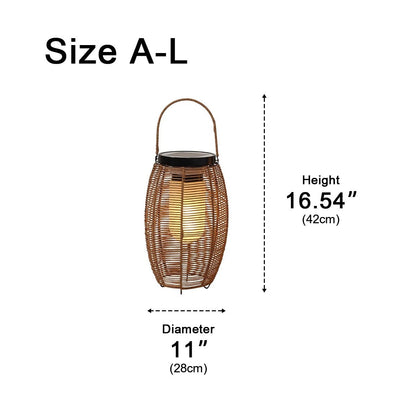 Portable Lantern Rattan LED Waterproof Solar Outdoor Lights Floor Lamp - Flyachilles