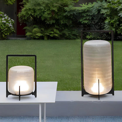 Portable Lantern Shaped Glass Waterproof LED Modern Outdoor Lights Floor Lamp Garden Lighting - Flyachilles