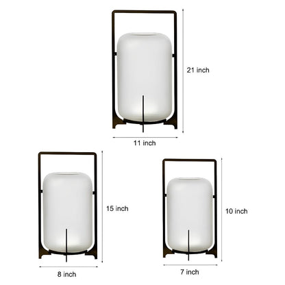 Portable Lantern Shaped Glass Waterproof LED Modern Outdoor Lights Floor Lamp Garden Lighting - Flyachilles