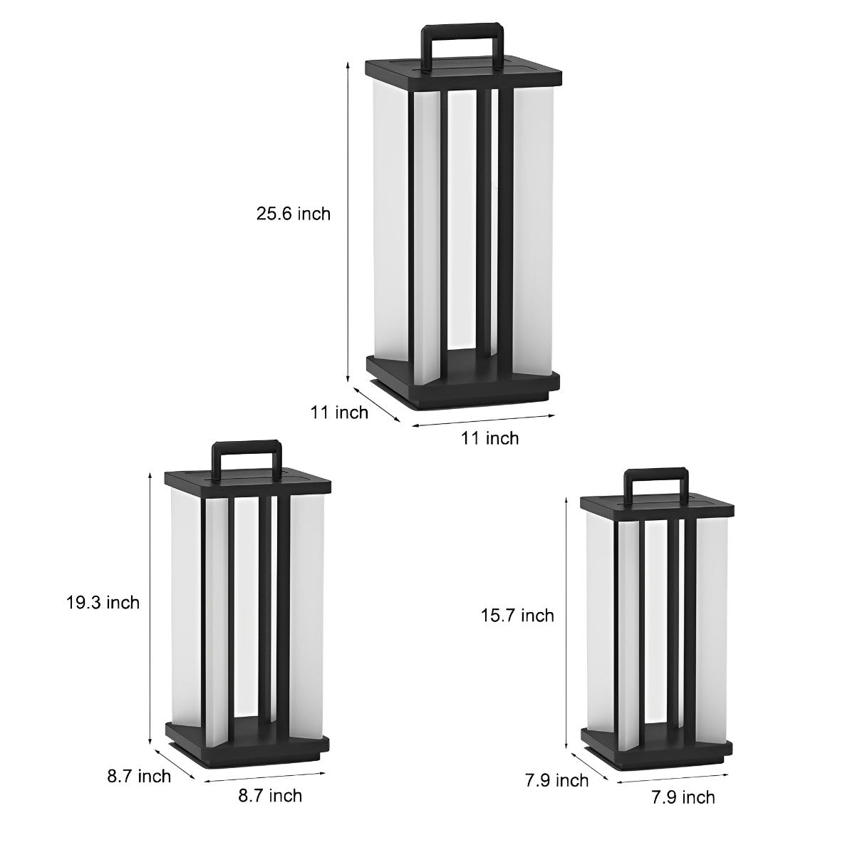 Portable Lantern Waterproof LED Black Modern Solar Lawn Lights - Flyachilles