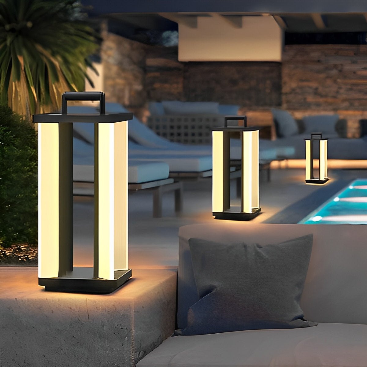 Portable Lantern Design Waterproof LED Black Modern Solar