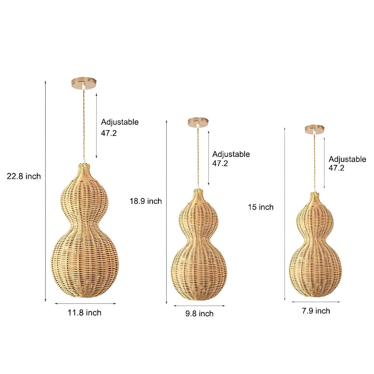 Rattan Gourd Waterproof Retro Outdoor Chandelier Porch Lights - Flyachilles