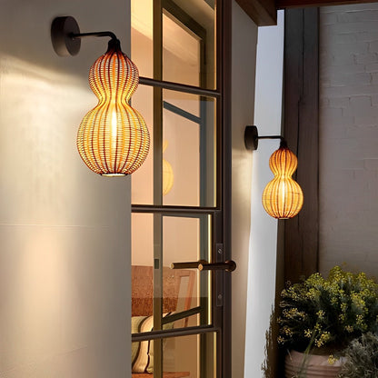 Rattan Gourd Waterproof Retro Outdoor Chandelier Porch Lights - Flyachilles