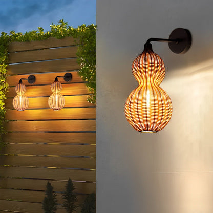 Rattan Gourd Waterproof Retro Outdoor Chandelier Porch Lights - Flyachilles