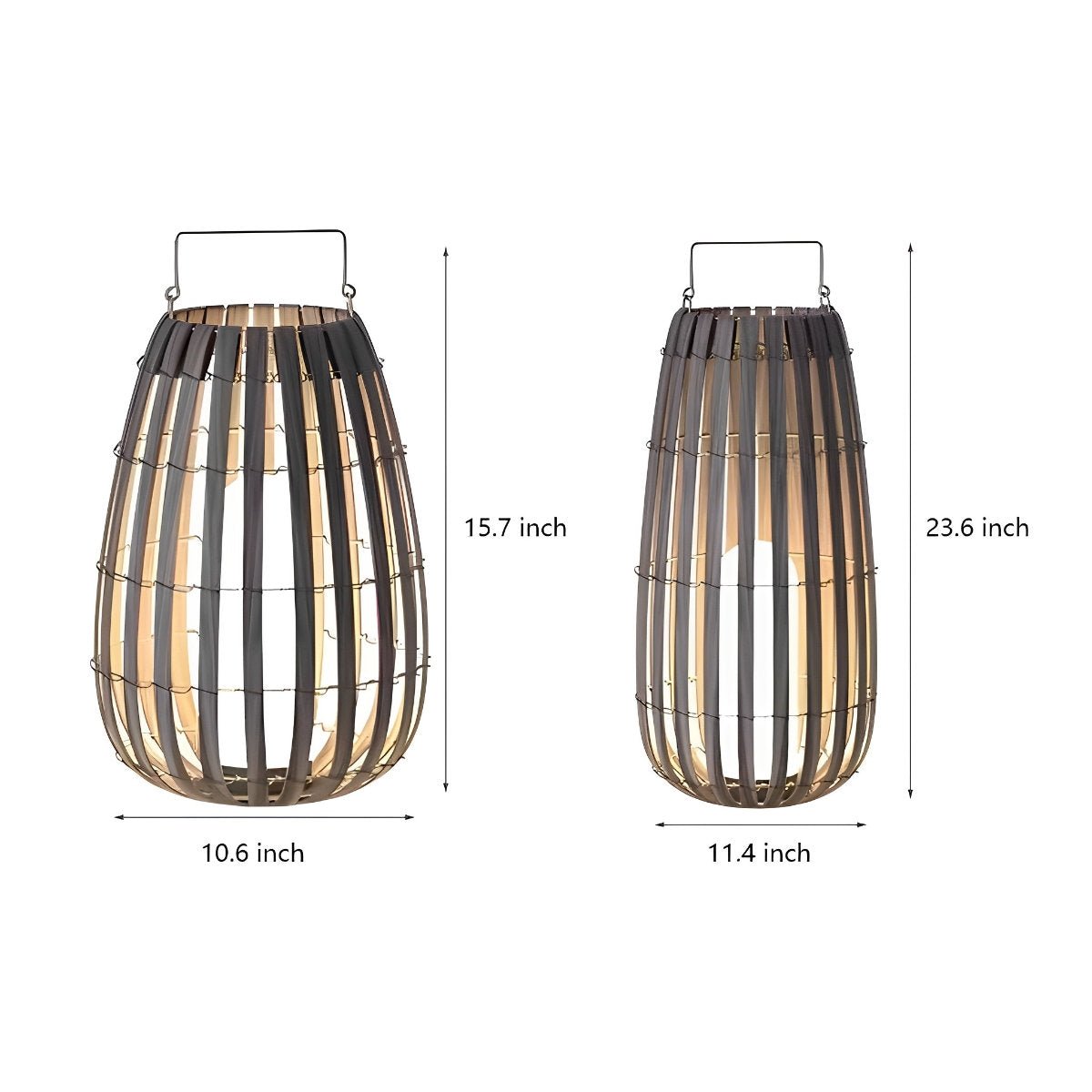 Rattan Portable Lantern Shaped LED Waterproof Solar Outdoor Lights - Flyachilles