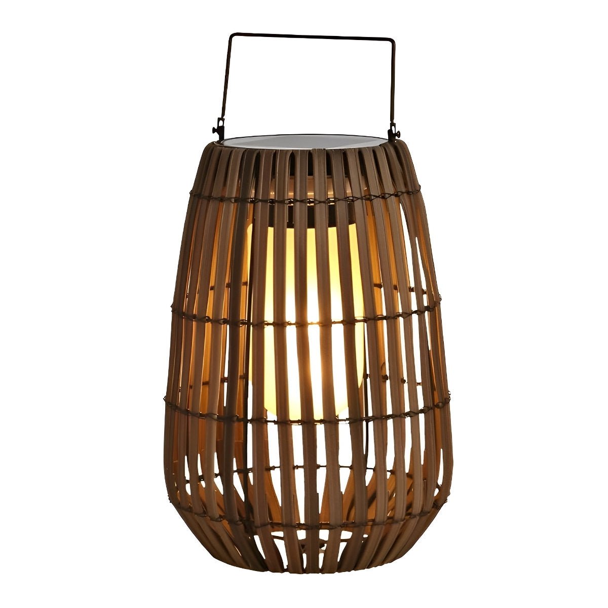 Rattan Portable Lantern Shaped LED Waterproof Solar Outdoor Lights - Flyachilles