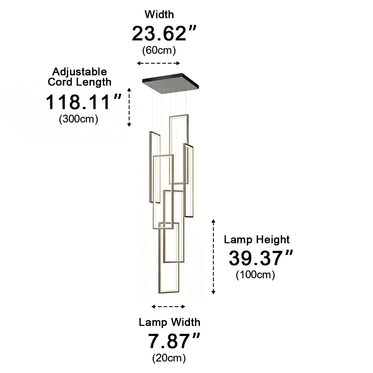 Rectangle LED Chandelier – Modern Minimalist - Flyachilles
