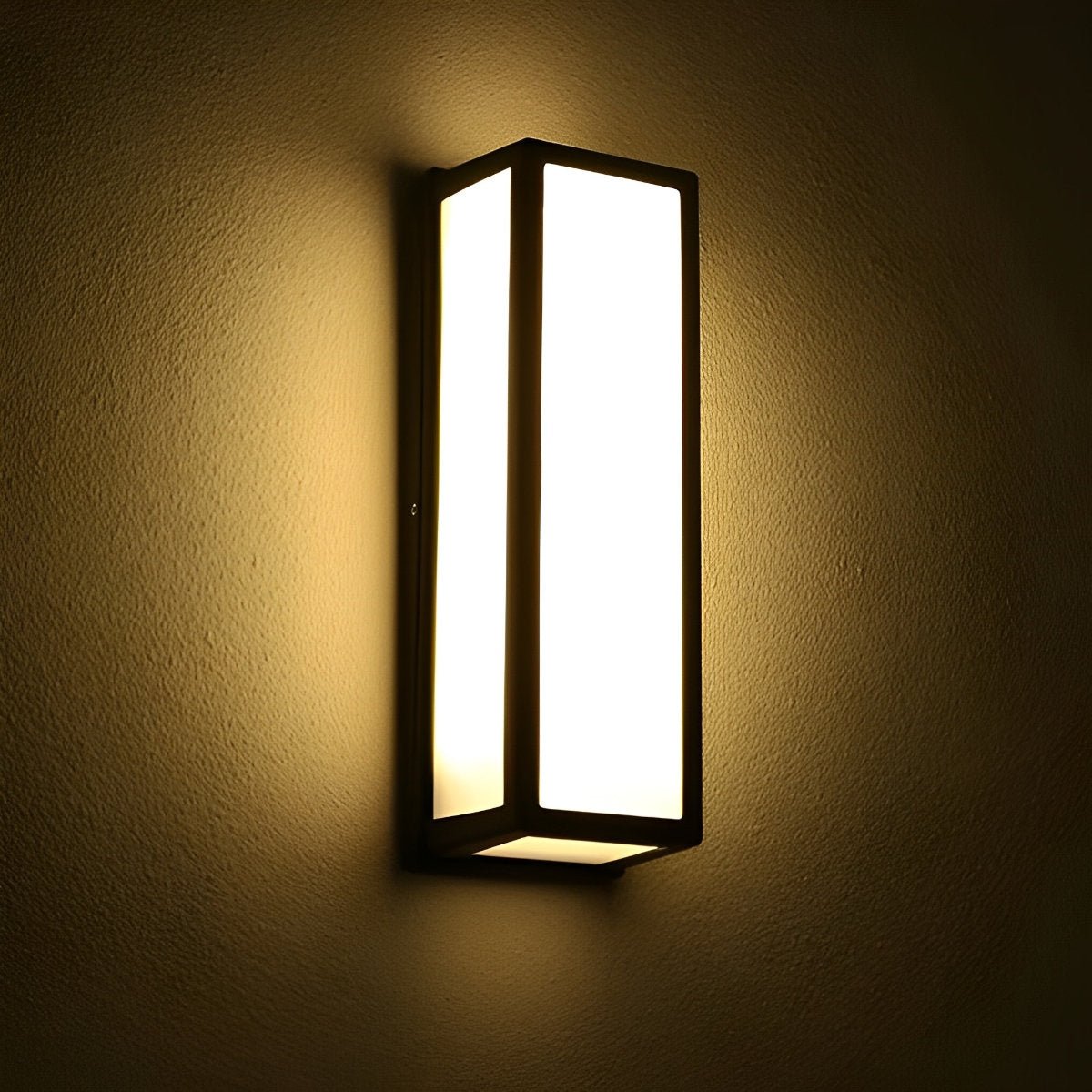 Rectangle LED Waterproof Motion Sensor Black Modern Wall Sconce Lighting - Flyachilles