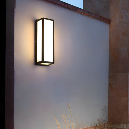 Rectangle LED Waterproof Motion Sensor Black Modern Wall Sconce Lighting - Flyachilles