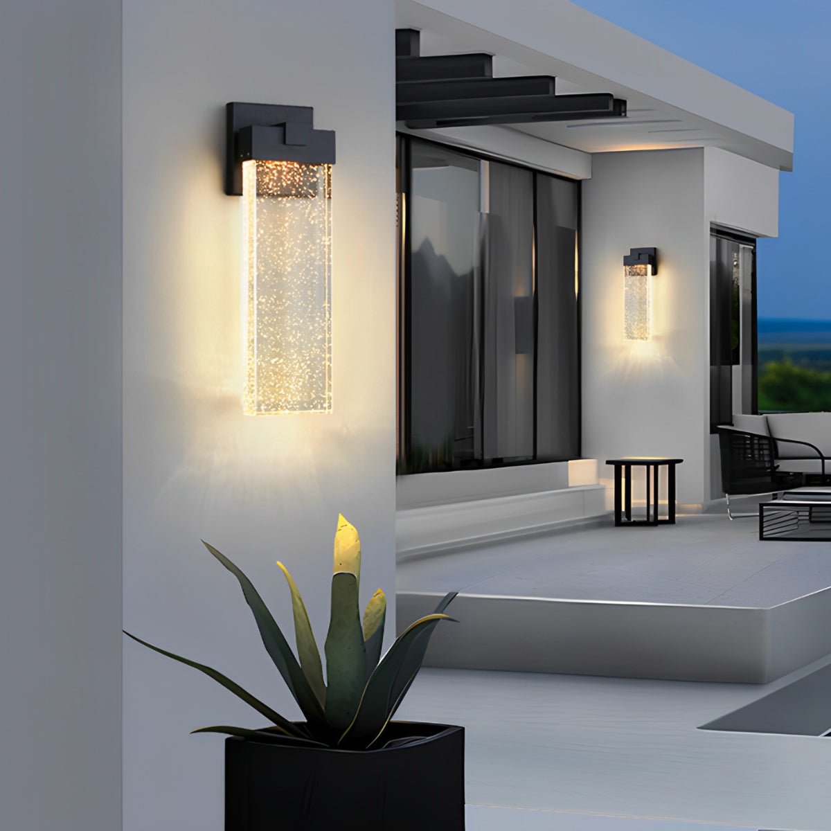 Rectangular Bubble Crystal Waterproof LED Modern Outdoor Wall Sconce - Flyachilles